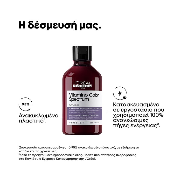 L'Oréal Professionnel Vitamino Color Spectrum Σαμπουάν 300ml  Με Μωβ Χρωστικές Για Ξανθά Μαλλιά
